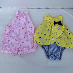 Carter's Pink and Yellow Diaper Covers Accessories Lot of 2 #A1